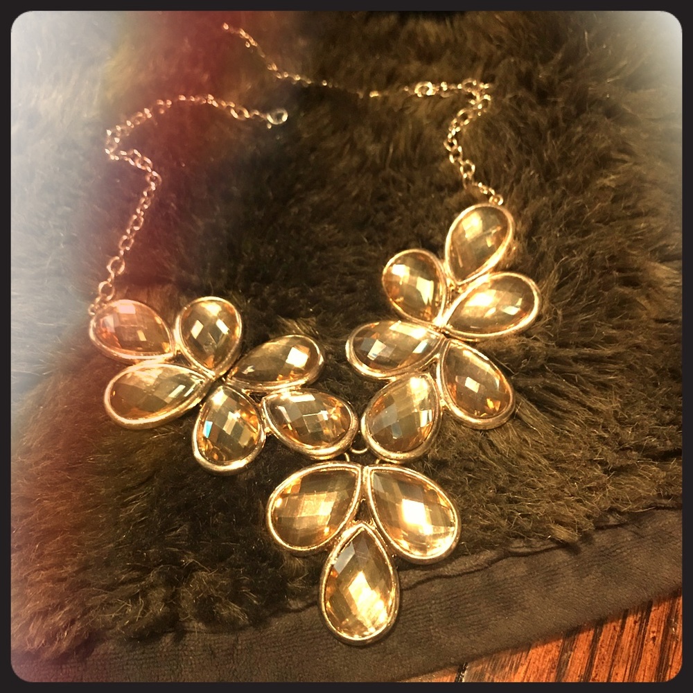 Amber and Gold bib necklace